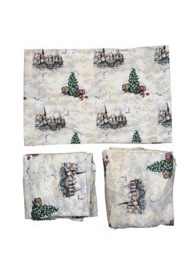 Pottery Barn Teen Harry Potter Christmas at Hogwarts Percale Full Sheet Set